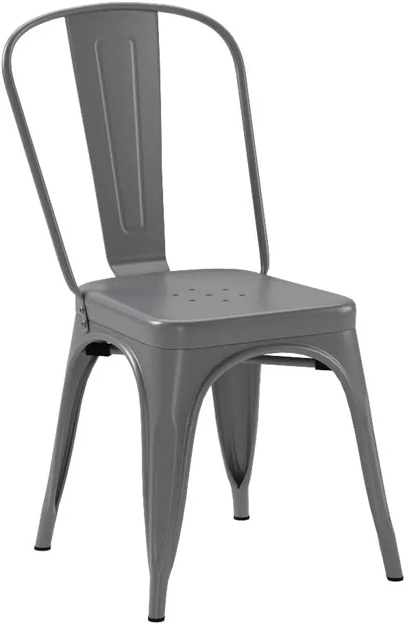 Amazon Basics Metal Dining Chairs, Dark Grey, 1 Count (Pack of 4) - LeafyLoom