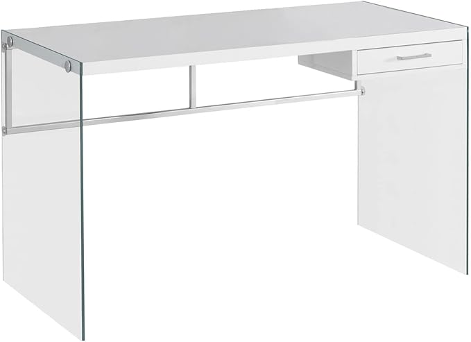 Monarch Computer Desk, Glossy White, 48" - LeafyLoom