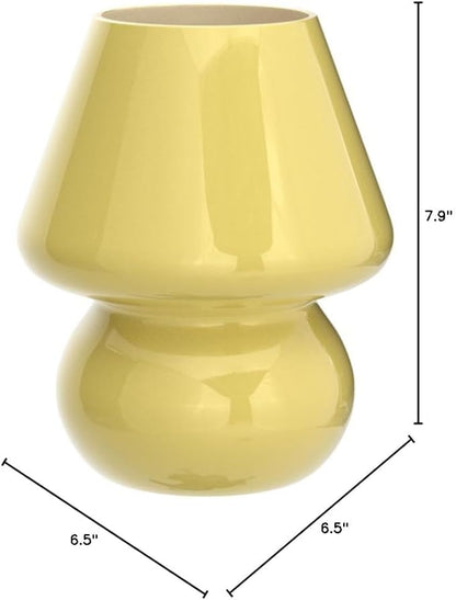 Mushroom Lamp,Vintage Glass Mushroom Bedside Table Lamps Yellow Murano Style Small Nightstand Desklamp Swirl Light for Home Decor, Dining, Living, Bedroom, Gift (Bright Yellow) - LeafyLoom