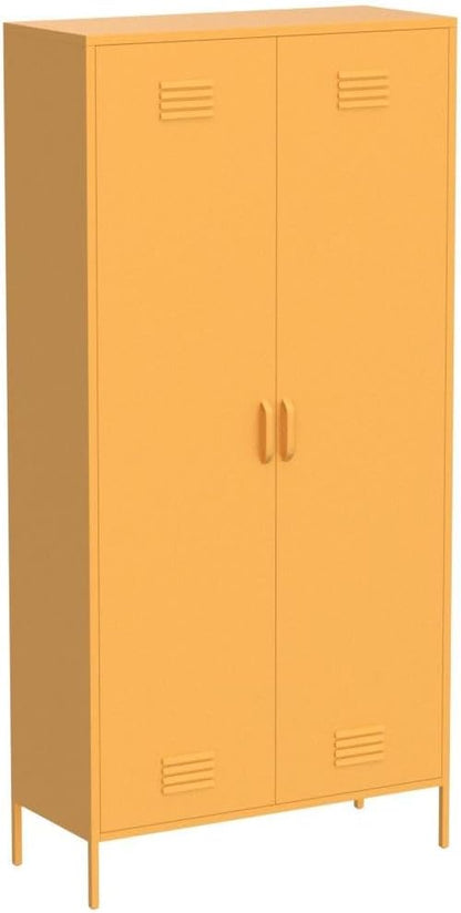 Novogratz Cache Tall 2 Door Metal Locker Cabinet, Yellow - LeafyLoom