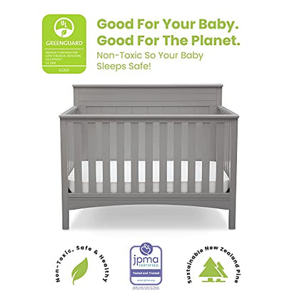 Delta Children Fancy 4-in-1 Convertible Baby Crib - Greenguard Gold Certified, Grey - LeafyLoom