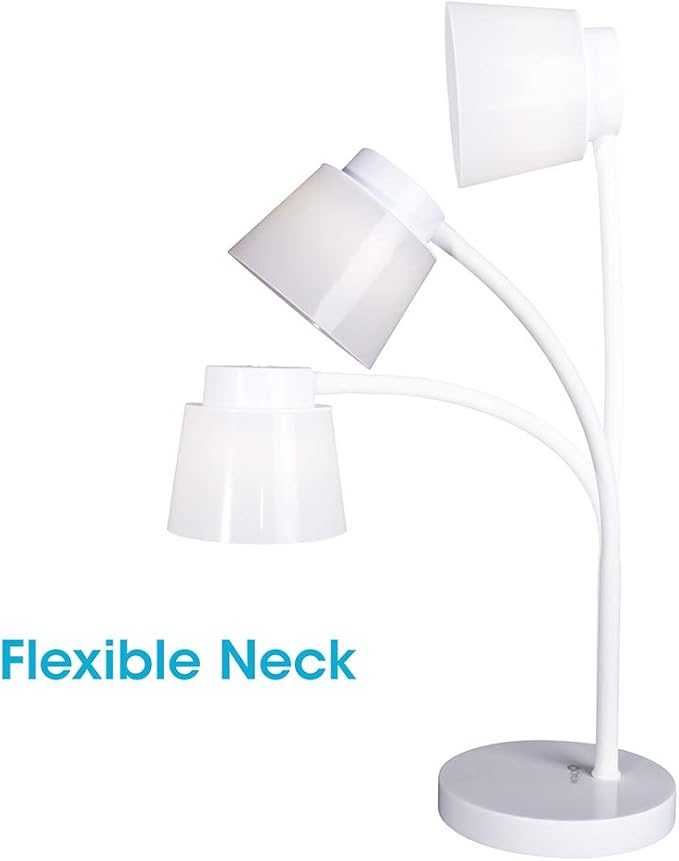 OttLite Clarify LED Desk Lamp with 4 Brightness Settings – Touch Activated Controls, Modern White Design, ClearSun LED Lighting, Flexible Neck, for Work, Study, Reading, Crafting - LeafyLoom