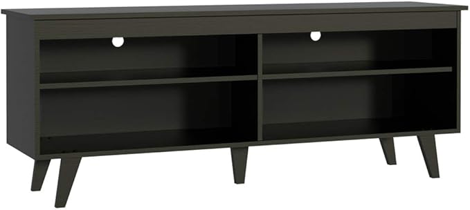 Madesa TV Stand with 4 Shelves and Cable Management, Entertainment Center for TVs up to 65 Inches, Wood, 23'' H x 15'' D x 59'' L – Black - LeafyLoom