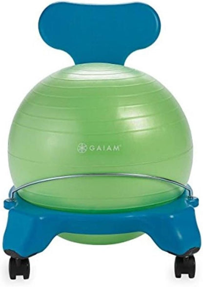 Gaiam Kids Balance Ball Chair - Classic Children's Stability Ball Chair, Alternative School Classroom Flexible Desk Seating for Active Students with Satisfaction Guarantee, Blue/Green - LeafyLoom