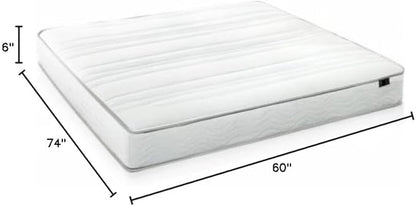 ZINUS 6 Inch Foam and Spring RV Mattress, Short Queen Size for RVs, Campers & Trailers, Mattress in A Box, White - LeafyLoom