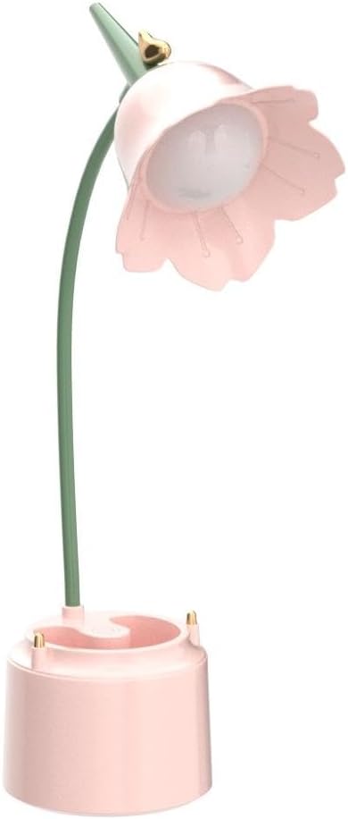 Neporal Small Desk Lamp, Rechargeable LED Desk Lamp Touch Control with 360° Bendable Adjustable Neck, Kawaii Room Accessories, Dimmable Cute Desk Lamp, Pink - LeafyLoom