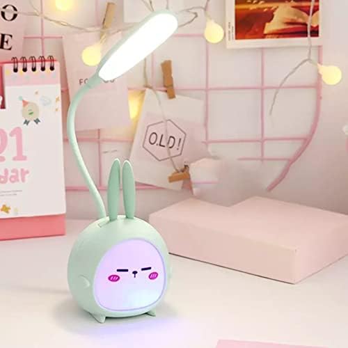 Portable LED Desk Lamp with Night Light Cute Bunny Foldable USB Charge Reading Light for Bedroom Kids Bedside Study (Green) - LeafyLoom