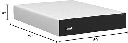 LUCID 14 Inch Memory Foam Mattress - Plush Feel - Memory Foam Infused with Bamboo Charcoal and Gel - Temperature Regulating - Pressure Relief - Breathable - Premium Support - Queen Size, White - LeafyLoom