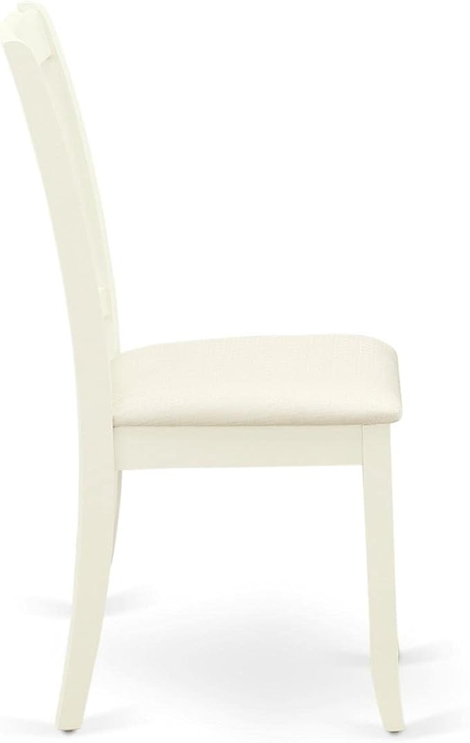 East West Furniture DAC-LWH-C Danbury Dining Room Chairs - Linen Fabric Upholstered Wooden Chairs, Set of 2, Linen White - LeafyLoom