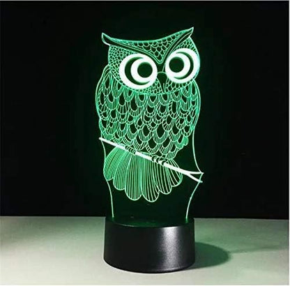 3D Illusion Night Light Owl Toys, Owl Bedside Lights Birthday Gift for Kids, Big Size 7 Color Changing USB LED Table Desk Optical Illusion Lamps Home Decors for Great Xmas Birthday Gifts - LeafyLoom