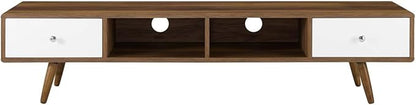 Modway Transmit 70" Media Console Wood TV Stand, 70 Inch, Walnut White - LeafyLoom