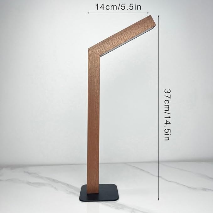 Wooden Versatile Rechargeable Tabletop Lamp - Touch Control, Foldable Design, USB-C Rechargeable LED Light, 1100mAh Battery - Ideal for Bedroom, Living Room, Office, Study, and Emergencies - LeafyLoom