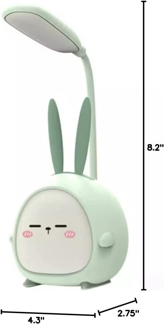 Portable LED Desk Lamp with Night Light Cute Bunny Foldable USB Charge Reading Light for Bedroom Kids Bedside Study (Green) - LeafyLoom