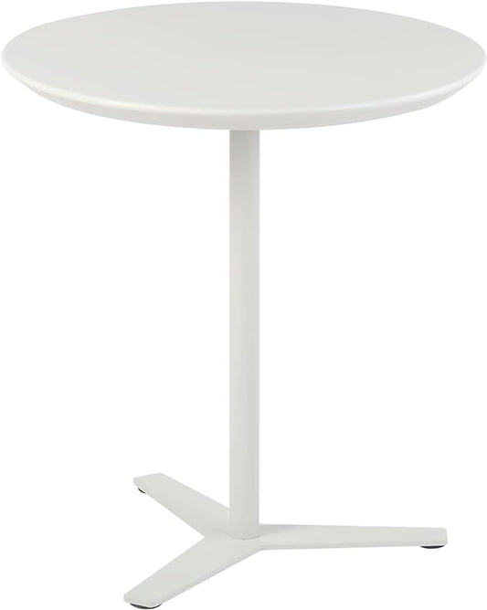 23 inch Round End Table, Pedestal Side Table, Coffee Table for Living Room Sofa (White) - LeafyLoom