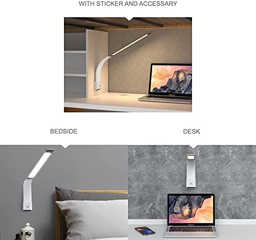 'Mark' Wireless LED Desk Lamp, 360 Adjustable, Portable, Foldable and USB Rechargeable, Up to 40 Hours of Continuous Light, Touch Control, 6 Brightness Levels, 3 Light Modes (Silver) - LeafyLoom