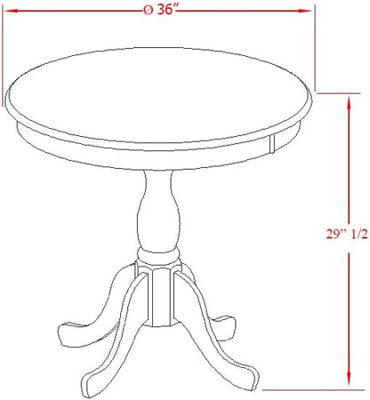 East West Furniture AMAV3-BCH-W 3 Piece Kitchen Set for Small Spaces Contains a Round Table with Pedestal and 2 Dining Room Chairs, 36x36 Inch - LeafyLoom