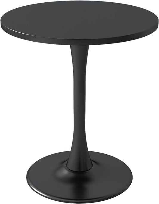 Black Round Table Modern Dining Table Tulip Round Kitchen Table Mid Century Coffee Table for Living Room 24 inch - LeafyLoom