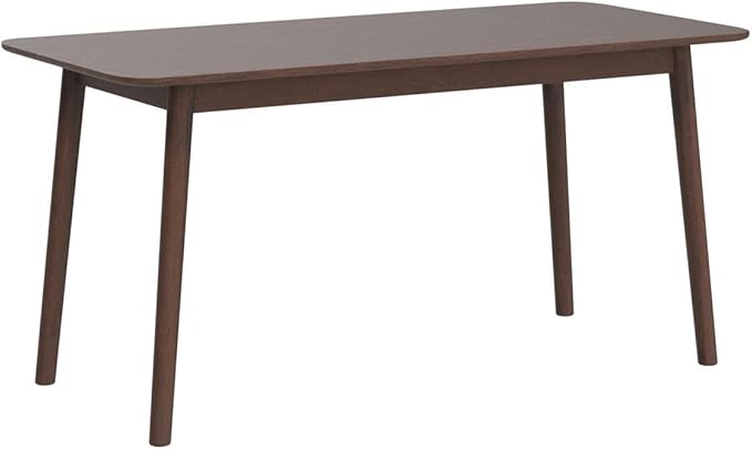 Livinia Aslan 59" Malaysian Oak Rectangular Wooden Dining Table/Large Solid Wood Kitchen Desk (Walnut) - LeafyLoom