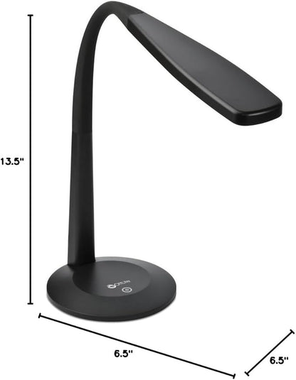 OttLite LED Desk Lamp with Flexible Neck (Black) - Slim Desk Lamp with 3 Brightness Settings & Touch Activated Controls - Energy-Efficient Natural Daylight LEDs for Home Office, Desk, & Dorms - LeafyLoom