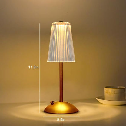 Portable Crystal Table Lamp,Cordless Metal Vintage Desk Lamp,3 Color Touch Control Rechargeable Lamp,3-Levels Brightness Room Decor Desk Lamp,Living Room,Kitchen,Dining Room Lamp (Gold-4) - LeafyLoom