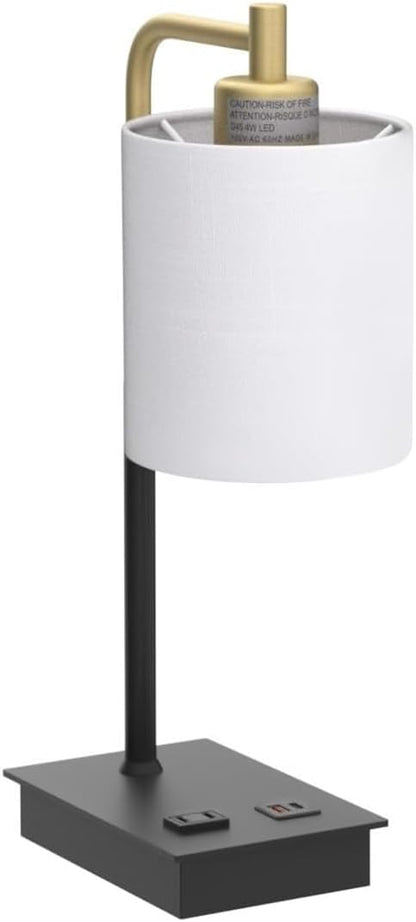 Touch Control Table Lamp, 3-Way Dimmable Modern Bedside Lamp with USB Port and Outlet, Fabric Shade Nightstand Lamp Side Table Lamp,Desk Lamp for Bedroom Living Room, Bulb Included - LeafyLoom