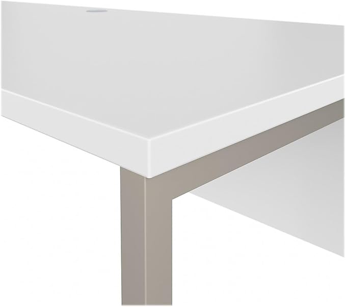 Bush Business Furniture Hybrid 72W x 30D Computer Table Desk with Metal Legs in White - LeafyLoom