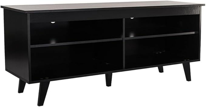 Madesa TV Stand Cabinet with 4 Shelves and Cable Management, Entertainment Center for TVs up to 55 Inches, Wooden, 23'' H x 15'' D x 53'' L – Black - LeafyLoom