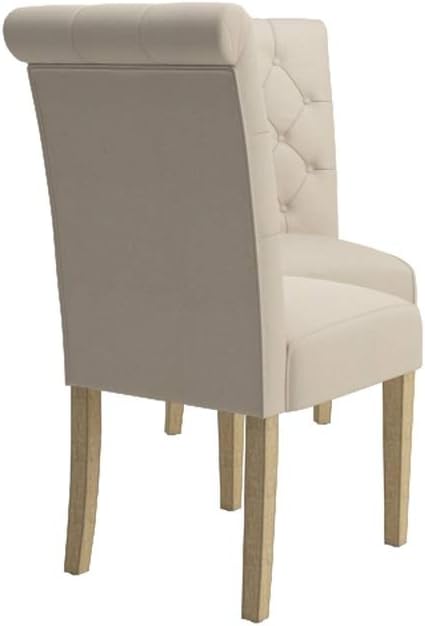 Roundhill Furniture Habit Solid Wood Tufted Parsons Dining Chair (Set of 2), Tan - LeafyLoom