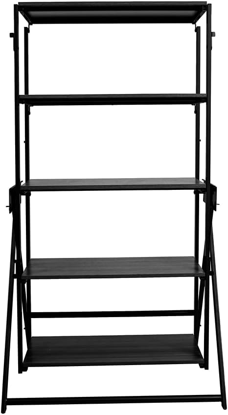 Origami Modern 2 in 1 Shelf to Table Style, Organizer Deco Rack Magically Turn to a Table/Desk in a Second, Fully Assembled, Patent Pending, Black(STT-BLKBLK) - LeafyLoom