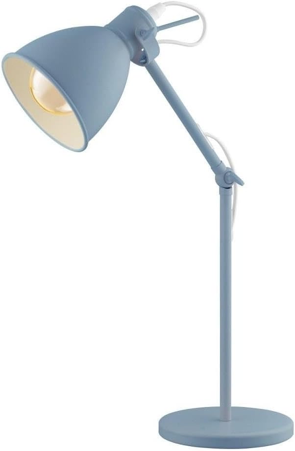 EGLO 204085A Priddy 17 inch Desk Lamp Plug-in Lighting for Living Room, Bedroom, Dorm, and Office, Pastel Light Blue - LeafyLoom