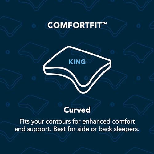 Sleep Number ComfortFit Bed Pillow Curved (King) - for Side & Back Sleepers, Contouring - Memory Foam & Down Alternative, Hotel Quality - LeafyLoom