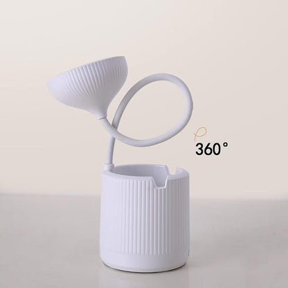 Cordless lamp,Desk lamps for home office,White,3 speed adjustable light,With pen holder,Usb charging cable,Battery operated,360° swivel hose,Rechargeable dorm lamp,Led study lamp,Cute reading lamp - LeafyLoom