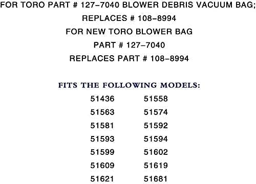 127-7040 New Blower Vacuum Debris Collection Bag Replaces for Toro 108-8994 137-2336 Fits 51436 51563 51581 51594 51599 51609 51618 51619 51621 - LeafyLoom