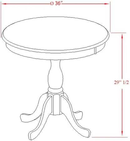 East West Furniture Antique 3 Piece Modern Set Contains a Round Table with Pedestal and 2 Kitchen Dining Chairs, 36x36 Inch, AMAV3-LWH-W - LeafyLoom