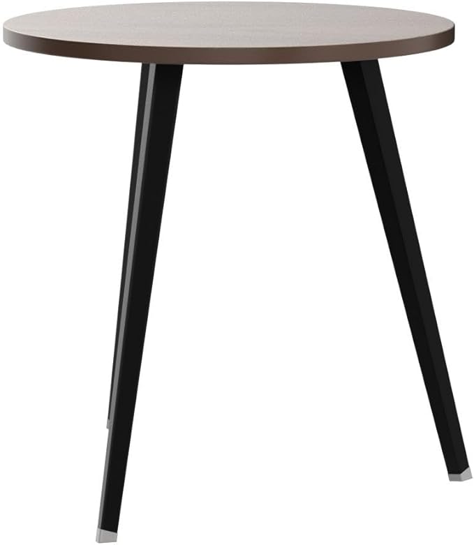 Round Modern Wooden Dining Table Cocktail Table with Aluminum Legs for Kitchen Living Room Leisure Coffee Table, Light, Self-Assembly,27.6"*29.5" (W*H) - LeafyLoom