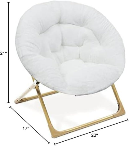 Milliard Mini Cozy Chair for Kids, Sensory Faux Fur Folding Saucer Chair for Toddlers, White - LeafyLoom