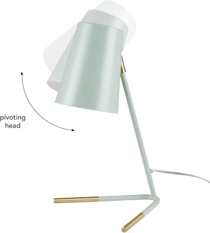 Globe Electric 56086 Dobby 16" Desk Lamp, Matte Teal, Gold Accents - LeafyLoom