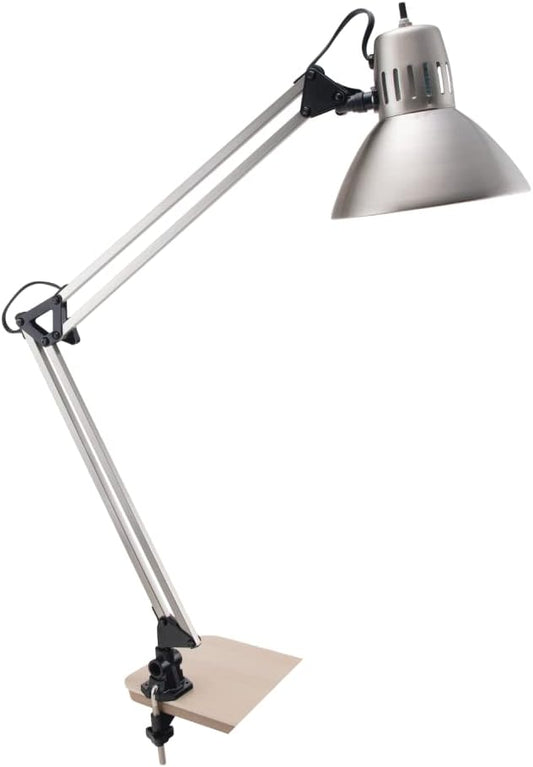 V LIGHT Architectural Swing Arm Desk Lamp, Clamp lamp with LED bulb, Work Light for Any Space, Brushed Nickel Finish 7.5 x 5.5 x 33 - LeafyLoom