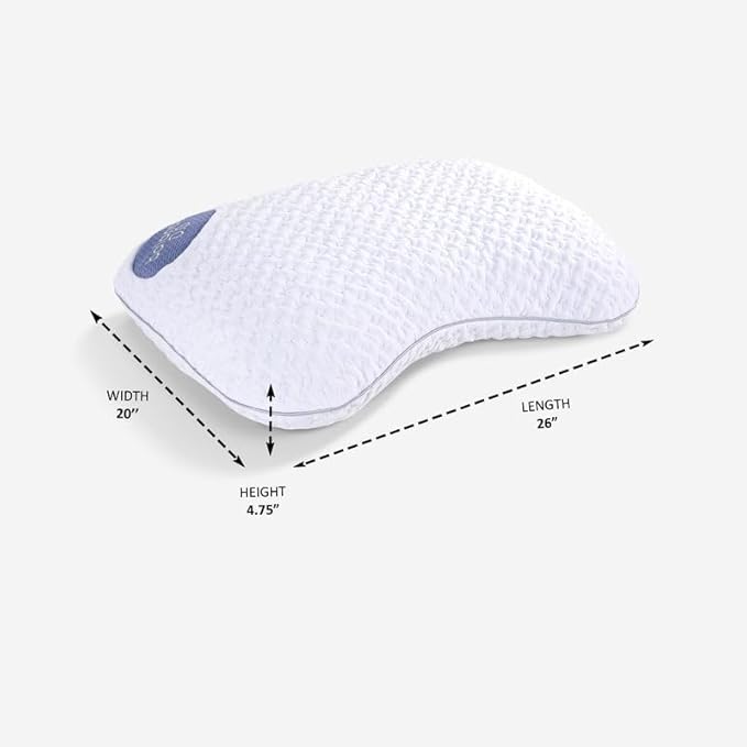 Bedgear Balance Cuddle Curve Performance Pillow - Size 0.0 - Moisture-Wicking Pillow for Side Sleepers - Medium Firmness Bed Pillow- Hypoallergenic, Washable Removable Cover - 20" W x 26" L x 4.75" H - LeafyLoom