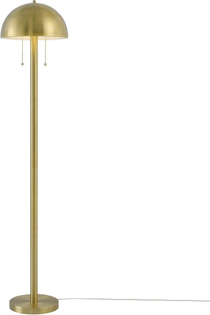 Globe Electric 65786 Haydel 60" 2-Light Floor Lamp, Matte Brass, Double On/Off Pull Chain, Bulb Not Included - LeafyLoom