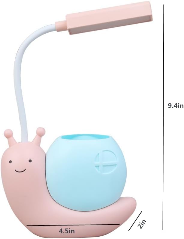 ZYTC LED Desk Lamp Cartoon Snail Adjustable Foldable Reading Lamp Assorted Colors Eye Caring Table Lamp Light with USB Charging Port Built-in Battery for Student Study Work(Pink) - LeafyLoom