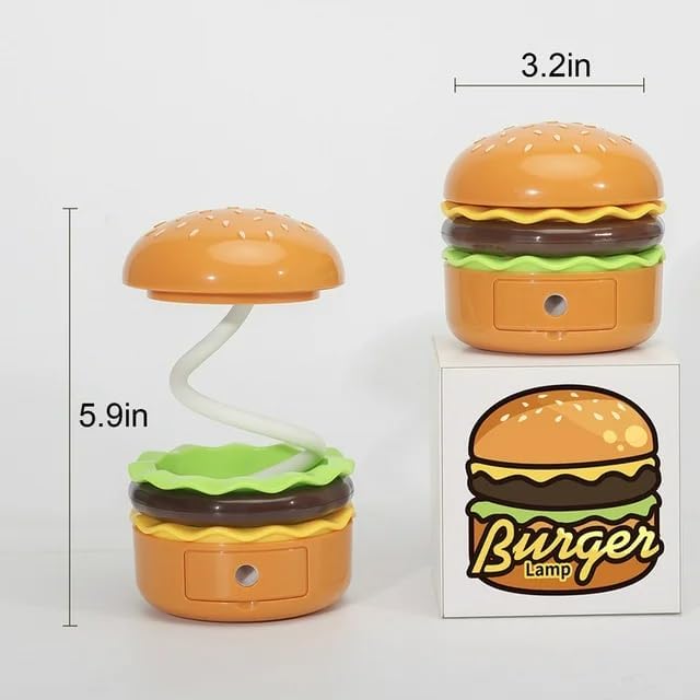 Cute Desk Lamp,Table lamp,Night Lights,Hamburger Small Night lamp,Desk Accessories, Room Decor for Boys Girls Gifts, Yellow, SY-KD300 - LeafyLoom