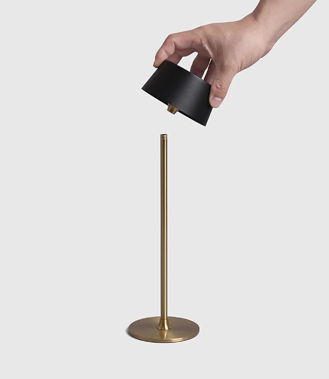 DAWALIGHT Cordless Lamp 4000mAh Rechargeable tbale lamp LED Desk Lamp Tempered Glass Stepless Dimming Black and Gold Battery Operated Portable Cordless 2700K Gold Base - LeafyLoom