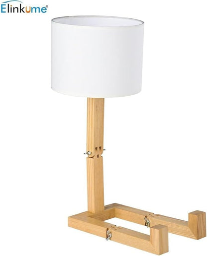 ELINKUME Cute Desk Lamp,Unique Table Lamps,Wood Bedside Table Lamp Fun Funky Person Lamp Wooden Robot Cute Lamps for Bedrooms - LeafyLoom