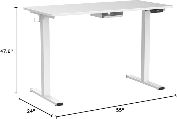 FLEXISPOT Electric Stand Up/ Standing Desk with 55 x 24 Splice Ergonomic Memory Controller Height Adjustable E150 (White Frame + 55" White Desktop) - LeafyLoom