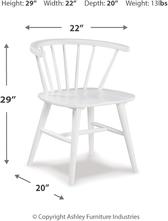 Signature Design by Ashley Grannen Modern 18" Spindle Back Dining Chair, 2 Count, White - LeafyLoom