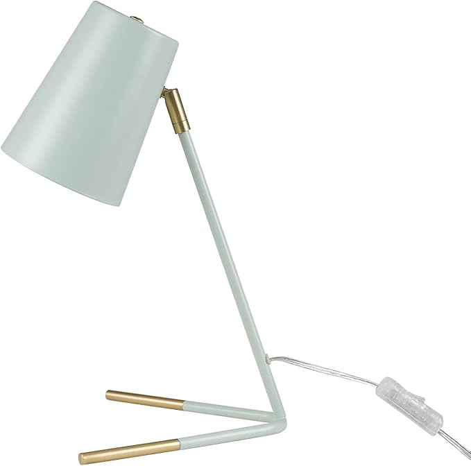 Globe Electric 56086 Dobby 16" Desk Lamp, Matte Teal, Gold Accents - LeafyLoom