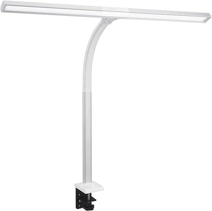 PHIVE LED Task Lamp, 20 Watt Super Bright Desk Lamp with Clamp, Dimmable Gooseneck Monitor Lamp(4 Color Modes, 5-Level Dimmer, Memory Function, Highly Adjustable Office Light/Workbench Lamp) Silver - LeafyLoom