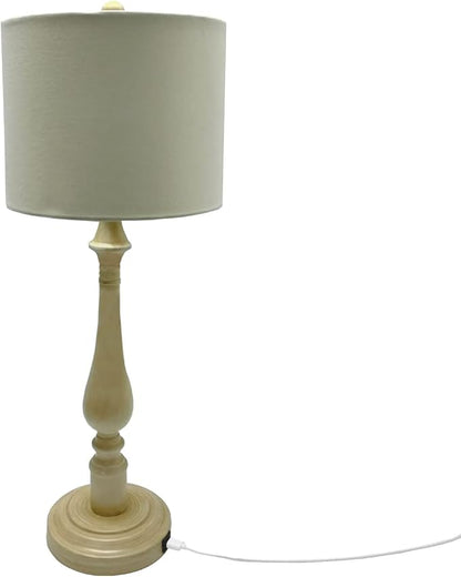 iPreferenceBedside Lamp with USB Port - Bedroom Dual Way LED Traditional Light Bulb Nightstand Lamp with Fabric Shade for Living Room, Dorm, Home Office (Light Bulb Not Included) - LeafyLoom