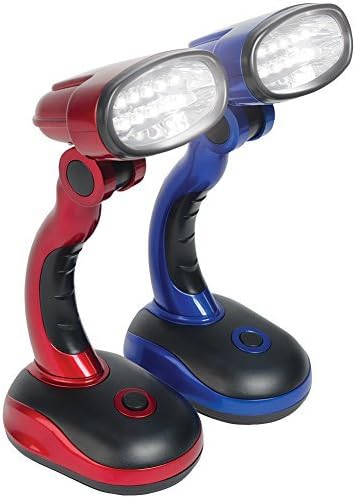 IdeaWorks Jobar International (Set/2) LED Desk Lamps with Pivoting Heads and Handled Necks, Large, Red/Blue - LeafyLoom